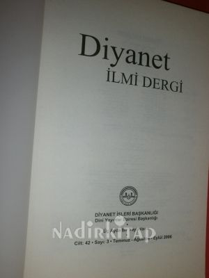 diyanet ilmi dergi temmuz ağustos eylül 2006 cilt 42 sayı 3