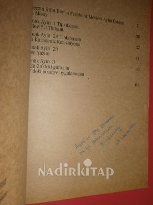 SERMÜEZZİN RİFAT BEYİN FERAHNAK MEVLEVİ AYİNİ** İMZALI**