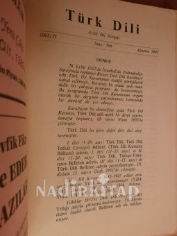 TÜRK DİLİ AYLIK DİL DERGİSİ SAYI 500 AĞUSTOS 1993