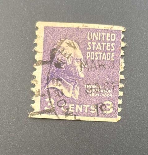 Amerika Birleşik Devletleri Pulu - USA Stamp - Postadan Geçmiş Pul Filateli - DAMGALI - THOMAS JEFFERSON TEMALI PUL , 3 PARA  - YABANCI PULLAR - NOSTALJİK DOĞUM GÜNÜ HEDİYESİ