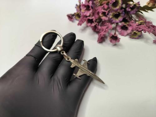 Savaş Uçağı Gümüş Renkli Metal Anahtarlık