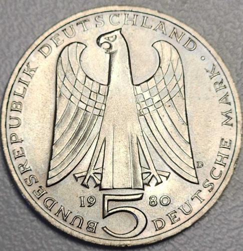 1980 - ALMANYA - 5 Mark    ( ÇİL )