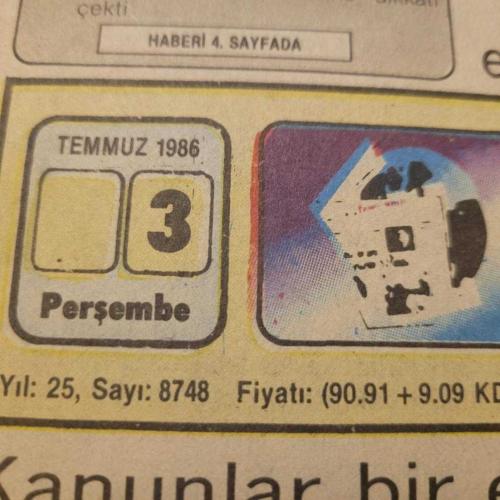 1986 YILINA AİT TERCÜMAN GAZETESİ. KOLEKSİYONLUK.
