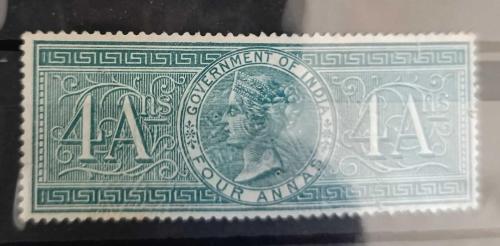 LOT.13 » İngiliz Sömürgesi Hindistan 1866 Kraliçe Victoria fiskal pulu