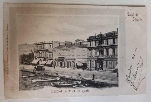 İzmir Almanya Reich Levant Posta Bürosu damgalı 1902 tarihli posta kartı