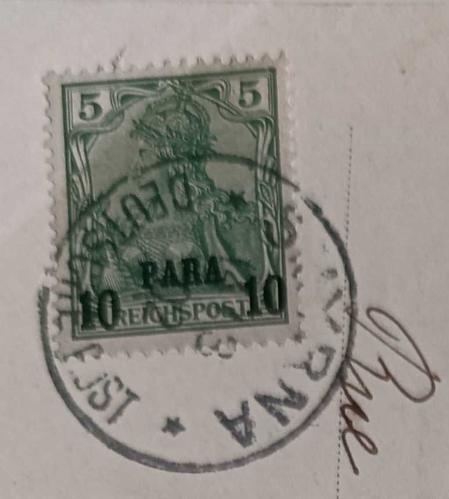İzmir Almanya Reich Levant Posta Bürosu damgalı 1902 tarihli posta kartı