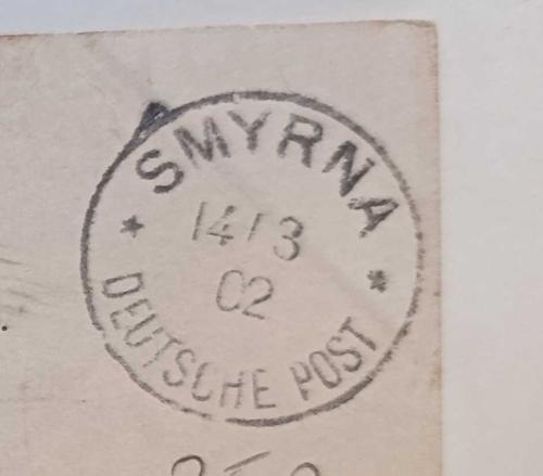 İzmir Almanya Reich Levant Posta Bürosu damgalı 1902 tarihli posta kartı