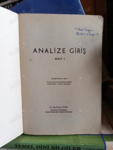 ANALİZE GİRİŞ cilt 1-2 2 cilt takım