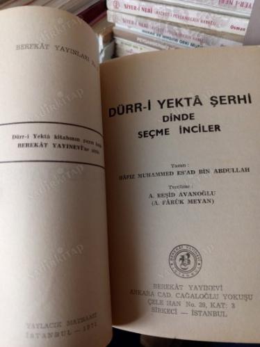 DÜRR-İ YEKTA ŞERHİ - DİNDE SEÇME İNCİLER