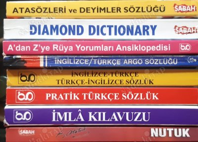 1- Atasözleri ve Deyimler sözlüğü 2- Diamond Dictionary 3- A' dan Z' ye Rüya yorumları ansiklopedisi 4- İngilizce Türkçe argo sözlüğü 5- İngilizce -T