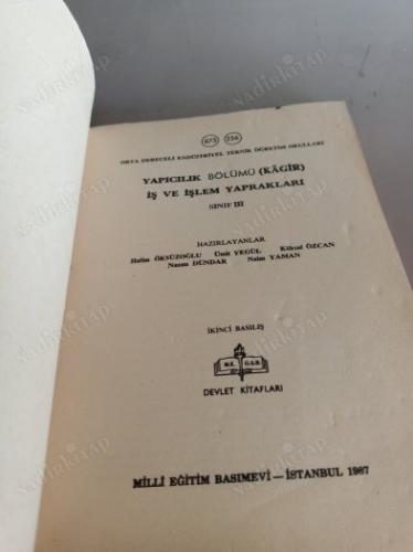 Yapıcılık Bölümü (Kargir) İş ve İşlem Yaprakları Sınıf 3