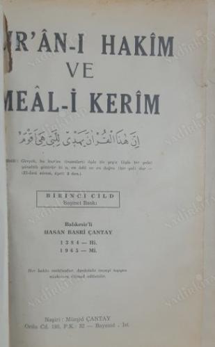 Kur'an-ı Hakim ve Meal-i Kerim 3 Cilt Takım