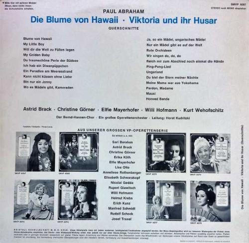 KLASİK MÜZİK OPERA 33 LÜK PLAK - Die Blume Von Hawaii ∙ Viktoria Und Ihr Husar (Querschnitte)
