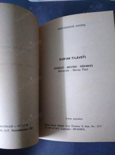 KUR'ÂN-I KERİM TİLÂVETİ (NÜZÛLÜ - MUCİZE - HİKMETİ)
