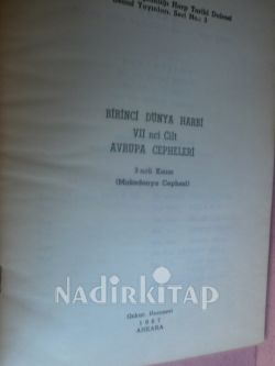 BİRİNCİ DÜNYA HARBİ VII NCİ CİLT AVRUPA CEPHELERİ 3 NCÜ KISIM ( Makedonya Cephesi )