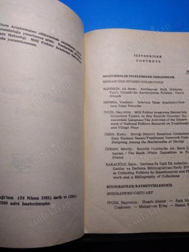 TÜRK FOLKLORU ARAŞTIRMALARI 1985/1