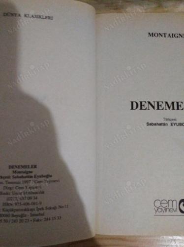 DENEMELER / Montaigne (Sabahattin Eyüboğlu Çevirisi)