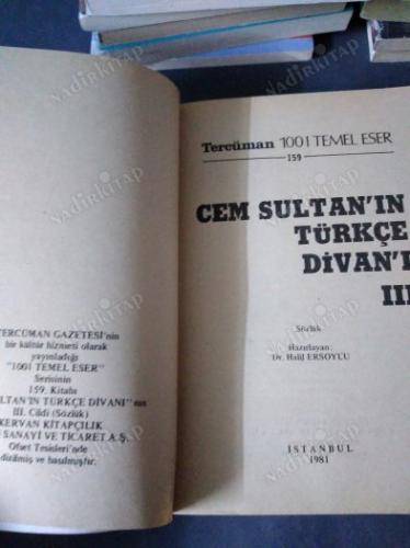 Cem Sultan'ın Türkçe Divan'ı Cilt: 3 Sözlük: 2