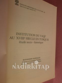 INSTITUTION DU VAQF AU XVIIIe SIECLE EN TURQUIE