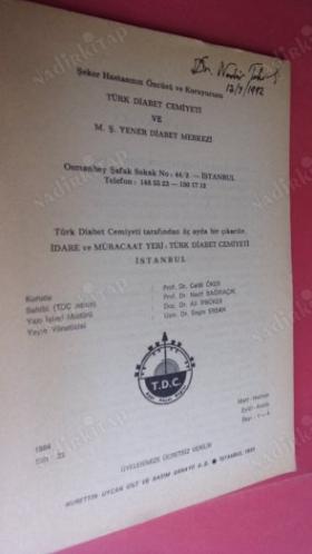 Diabet (Türk Diabetikler Cemiyeti Mecmuası) Cilt: 23.sayı 1-4