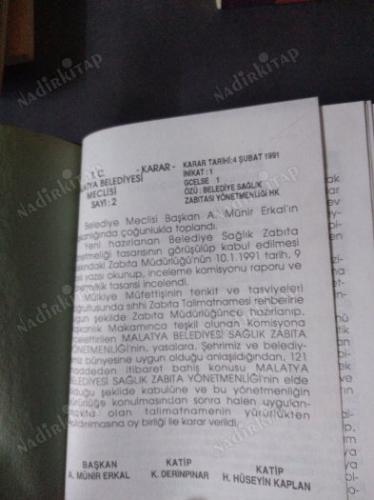 Malatya Belediyesi Sağlık ve Zabıta Talimatnamesi 1991