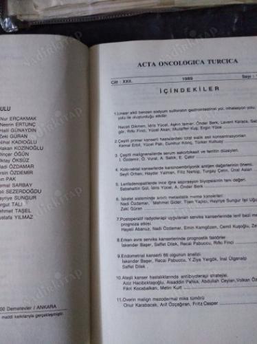 ACTA ONCOLOGICA TURCICA CİLT XXII SAYI 1-2-3-4 1989 ANKARA ONKOLOJİ HASTANESİ BÜLTENİ