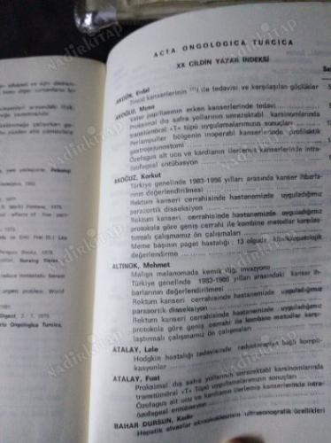 ACTA ONCOLOGICA TURCICA CİLT XX SAYI 1-2-3-4 1987 ANKARA ONKOLOJİ HASTANESİ BÜLTENİ