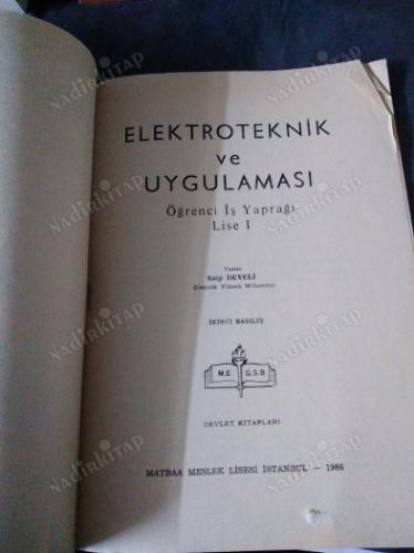 ELEKTROTEKNİK VE UYGULAMASI ÖĞRENCİ İŞ YAPRAĞI LİSE 1