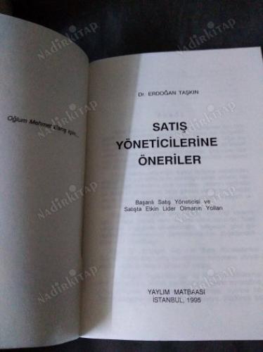 SATIŞ YÖNETİMİ EĞİTİMİ Satış Yöneticilerine Öneriler