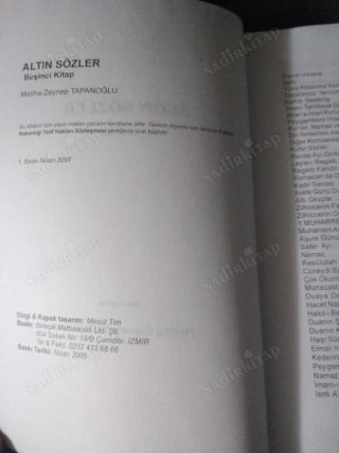 Altın Sözler Beşinci Kitap