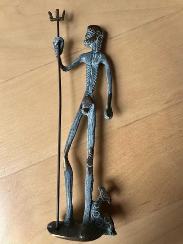Vintage Yunan El yapımı dekoratif,ağır bronz/pirinç büyük boy Poseidon  heykeli