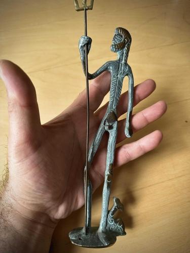 Vintage Yunan El yapımı dekoratif,ağır bronz/pirinç büyük boy Poseidon  heykeli