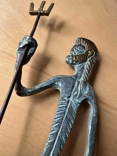 Vintage Yunan El yapımı dekoratif,ağır bronz/pirinç büyük boy Poseidon  heykeli