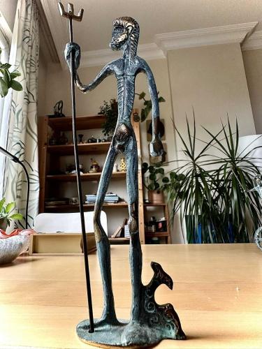 Vintage Yunan El yapımı dekoratif,ağır bronz/pirinç büyük boy Poseidon  heykeli