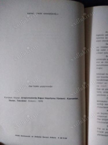 ARAŞTIRMALARDA RAPOR HAZIRLAMA YÖNTEMİ
