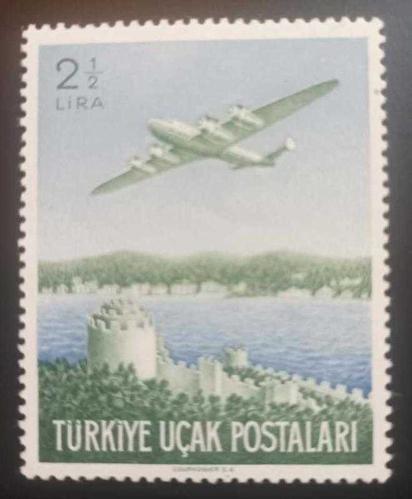 1950 2 1/2 LİRA UÇAK DAMGASIZ MNH