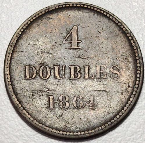 1864 - GUERNSEY - 4 Doubles ( ÇOK TEMİZ )