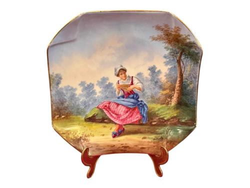 fransız el boyama dekor tabağı - 22 cm x 22 cm - jkjjghgu