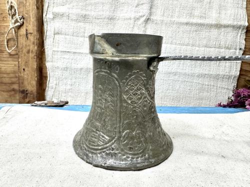 Antika Bakır Cezve - Saray Bosna Dövme Bakır Türk Kahve Cezvesi - Osmanlı Modeli