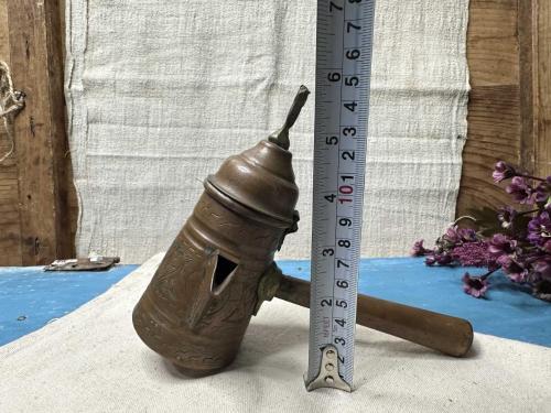 Antika Bakır Cezve - Dövme Bakır Mırra Cezvesi - Kuş Detaylı  Türk Kahve Cezvesi - Osmanlı Modeli