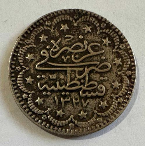 Osmanlı Mehmed Reşad 5 Kuruş Gümüş Sikke H.1327 Konstantiniyye