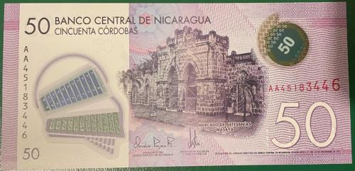 2021.NİKARAGUA 50  CORDOBAS POLİMER ÇİL  PARA