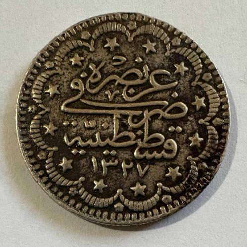 Osmanlı Mehmed Reşad 5 Kuruş Gümüş Sikke H.1327 Konstantiniyye