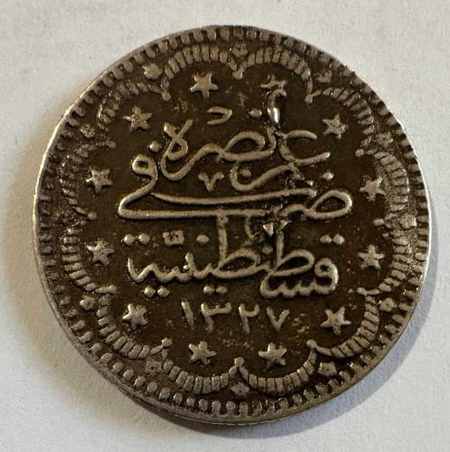 Osmanlı Mehmed Reşad 5 Kuruş Gümüş Sikke H.1327 Konstantiniyye