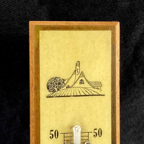 1960 ABD Üretimi Kır Evi Tarzı Ahşap Termometre