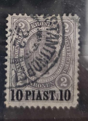Avusturya Macaristan İmparatorluğu Osmanlı Ülkesindeki Ofisleri 1900 yılı 10 kuruş süşarjlı levant pulu_ Constatinople Damgalı