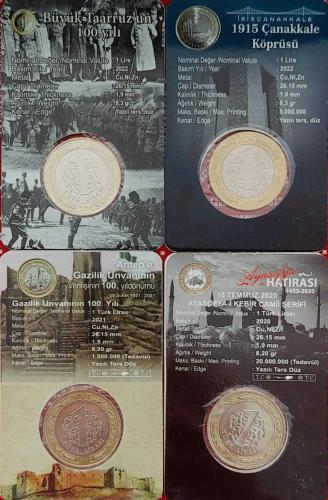 4 FARKLI HATIRA 1 LİRA, ÇİL - KAPAMASINDA