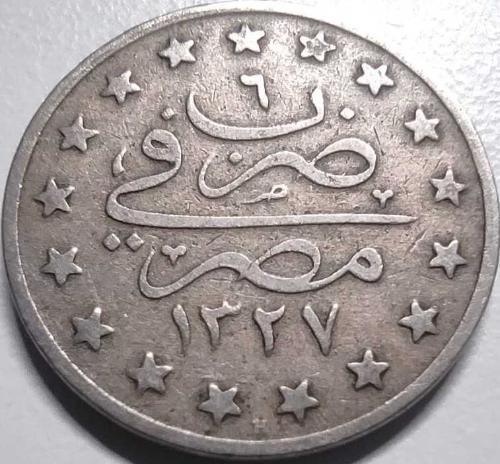 Mısır 1909 (H.1327) 1 Kuruş Sultan Reşad 6. Cülüs Heaton Baskı Para