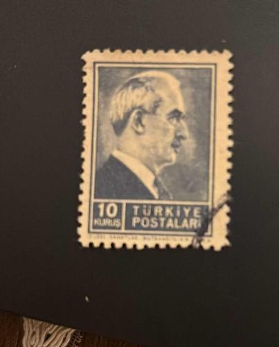 Türk Pulu - Turkish Stamp -  Postadan Geçmiş Pul Filateli - DAMGALI - İSMET İNÖNÜ TEMALI PUL, 10 KURUŞ - Türkiye Cumhuriyeti - NOSTALJİK DOĞUM GÜNÜ HEDİYESİ