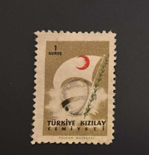 Türk Pulu - Turkish Stamp -  Postadan Geçmiş Pul Filateli - TÜRKİYE KIZILAY CEMİYETİ TEMALI PUL, 1 KURUŞ - Türkiye Cumhuriyeti - NOSTALJİK DOĞUM GÜNÜ HEDİYESİ